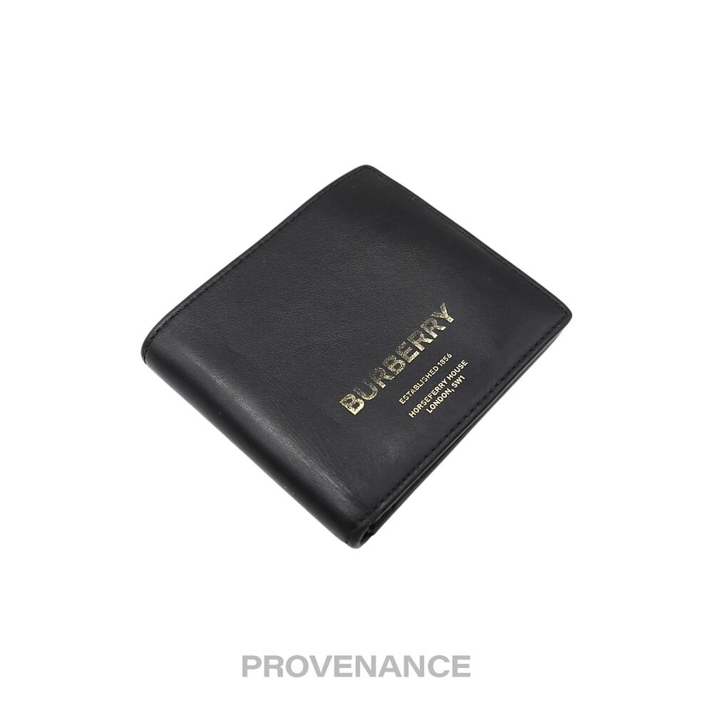 🔴 Burberry Address Logo Bifold Wallet - Black Leather - Picture 3 of 10